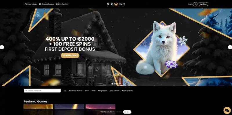 BigWins Casino Home page screen photo